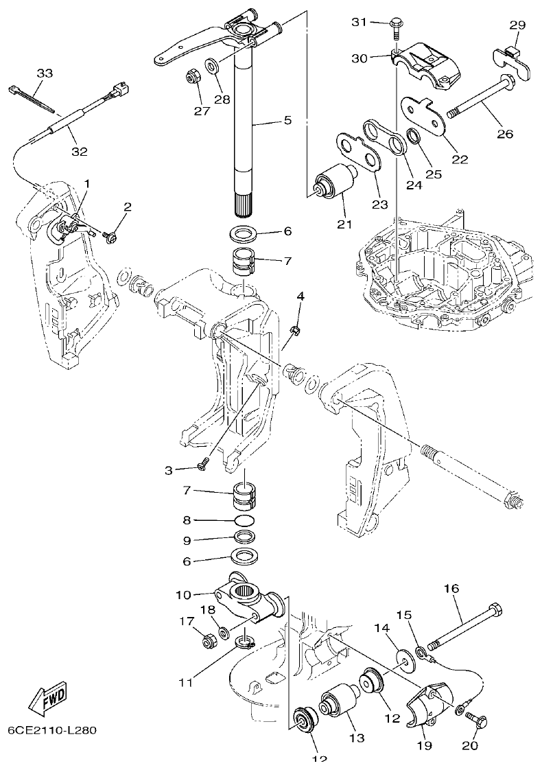 Yamaha F225FET, FL225FET BRACKET 2 parts diagram